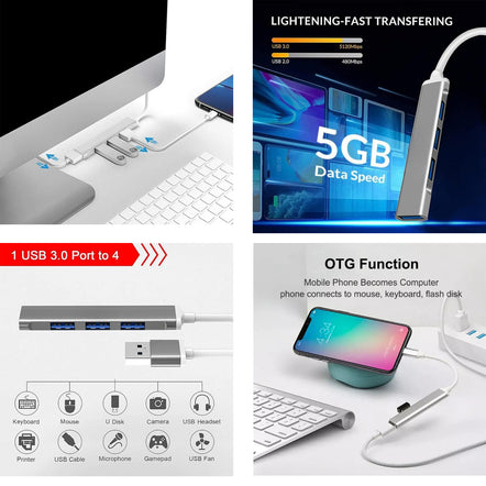 By Flixx 4-Port USB Hub (Random Colour Supply)