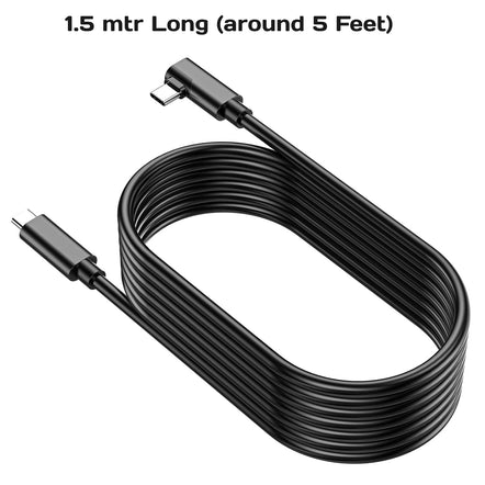 By Flixx USB-C to USB-C Cable with L-Shaped Connector (Black)