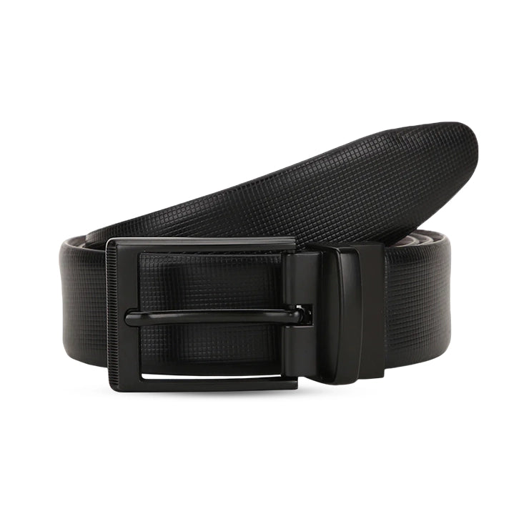 Solid Reversible Leather Belt for Men (Black)