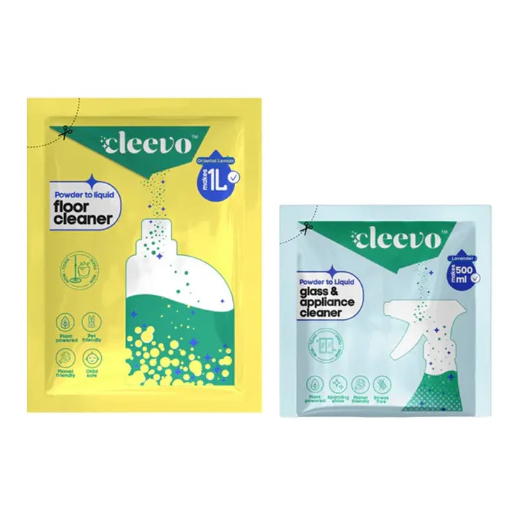 Floor and Glass Cleaner Powder to Liquid Combo