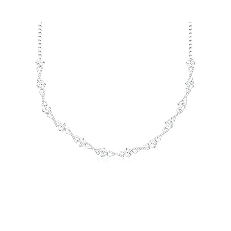 Silver Zircon Excess Necklace