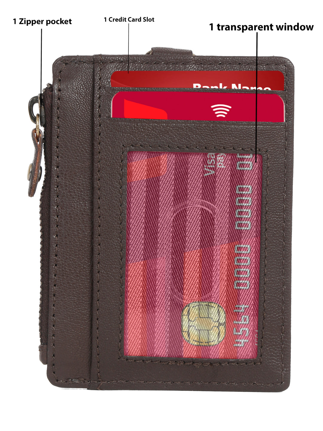 Leather Unisex Cardholder (Brown)