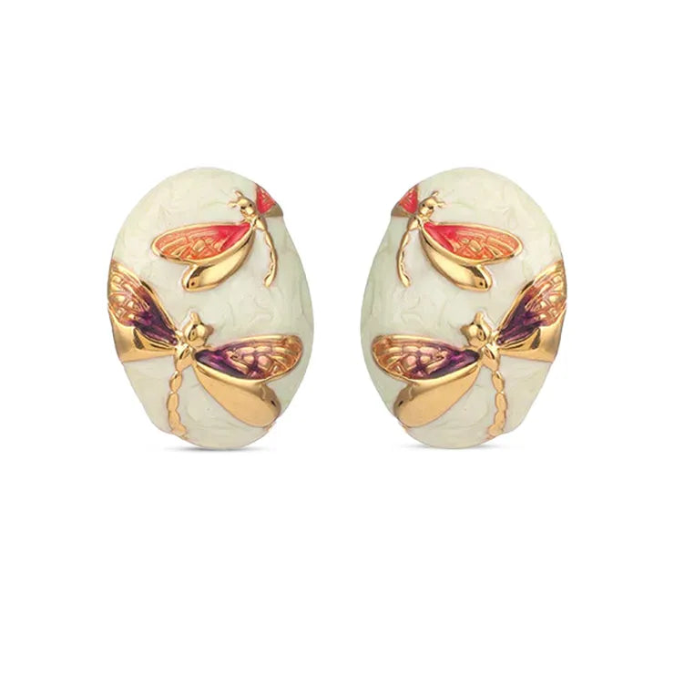 Oval Shaped White Stud Earrings