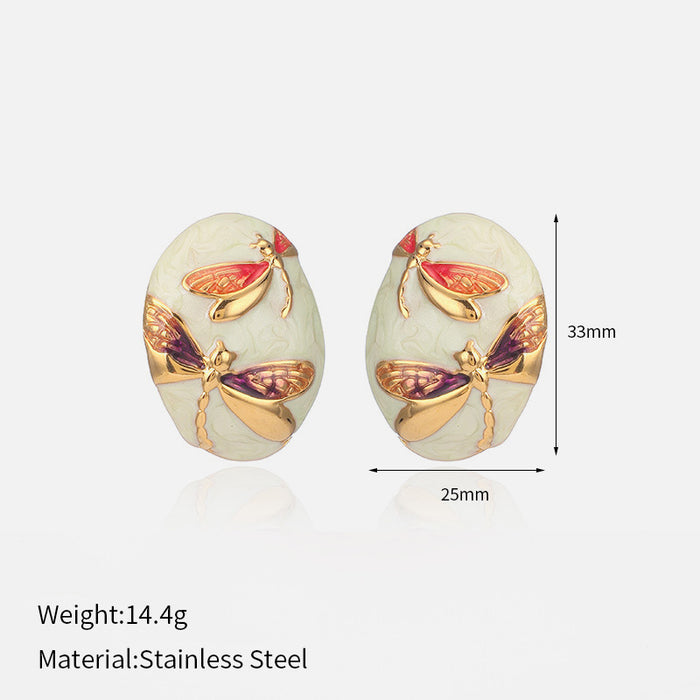 Oval Shaped White Stud Earrings