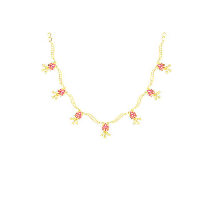 Golden Brahma Kamal Bud Necklace