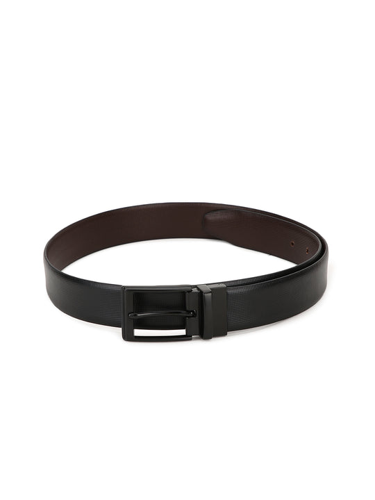 Solid Reversible Leather Belt for Men (Black)