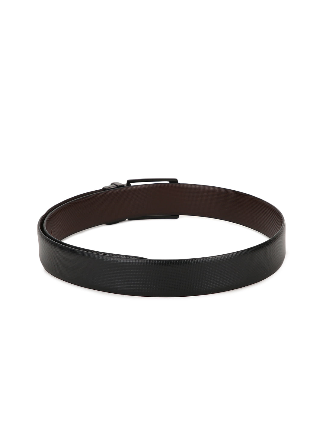 Solid Reversible Leather Belt for Men (Black)