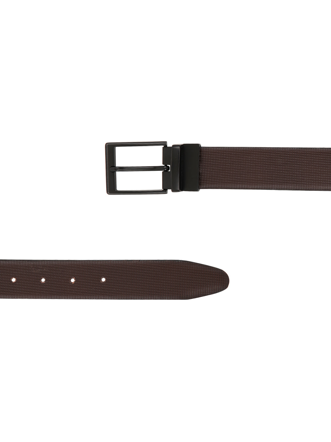 Solid Reversible Leather Belt for Men (Black)