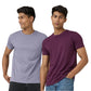 Cotton Men T-shirts Plum Red and Misty Lilac (Pack of 2)