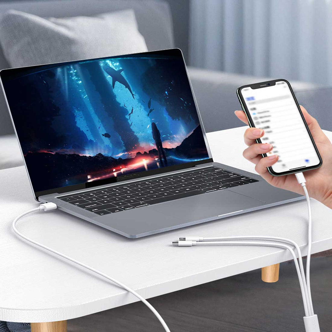 3 in 1 Charging Cable with Micro, Type C and Iphone Connectors