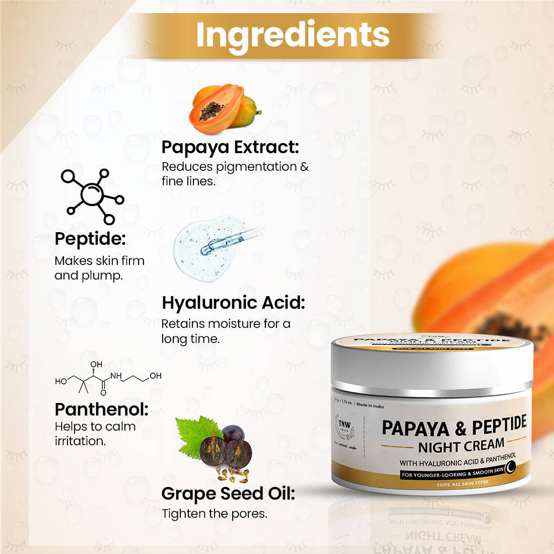 Papaya and Peptide Night Cream (50g)