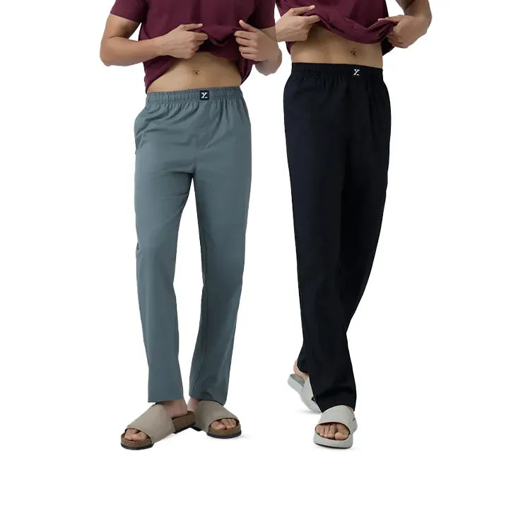 Cotton Men Pyjamas Black Knight and Storm Grey (Pack of 2)