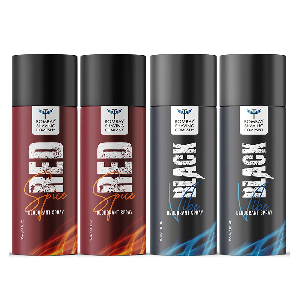 Red Spice + Black Vibe Deo Spray - (150ml x 4)