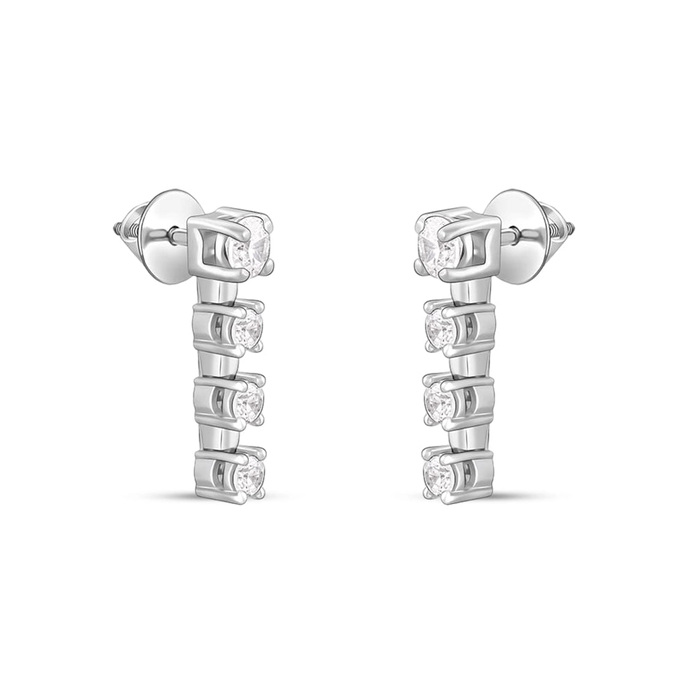 Sterling Silver Zirconia Square Earrings