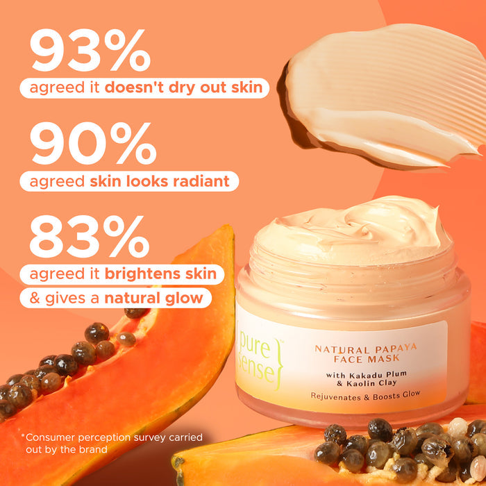 Natural Papaya Face Mask with Kakadu Plum and Kaolin Clay - Rejuvenates and Boosts Glow