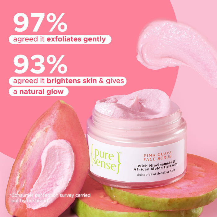 Pink Guava Face Scrub with Niacinamide and African Melon Extracts - Paraben and Sulphate Free