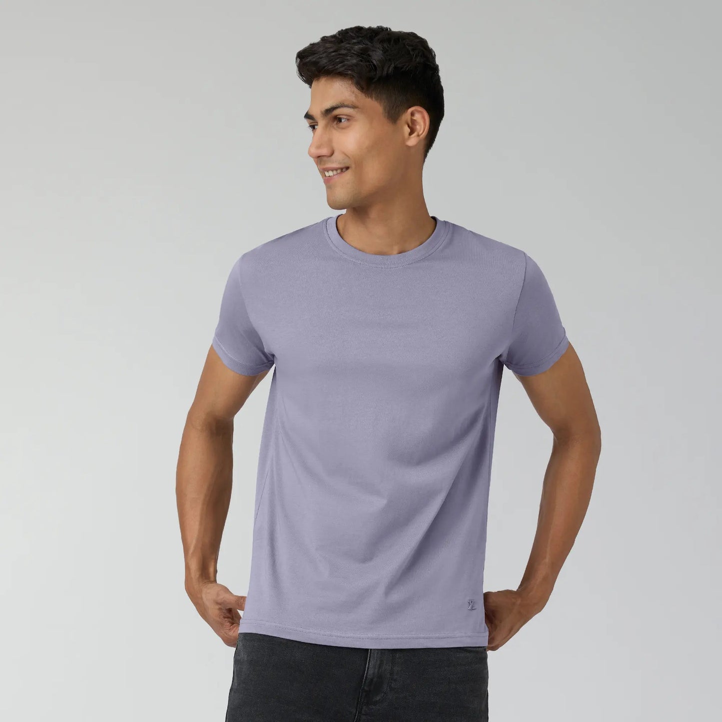 Cotton Men T-shirts Plum Red and Misty Lilac (Pack of 2)