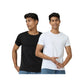 Cotton Men T-shirts Pitch Black and Polar White (Pack of 2)