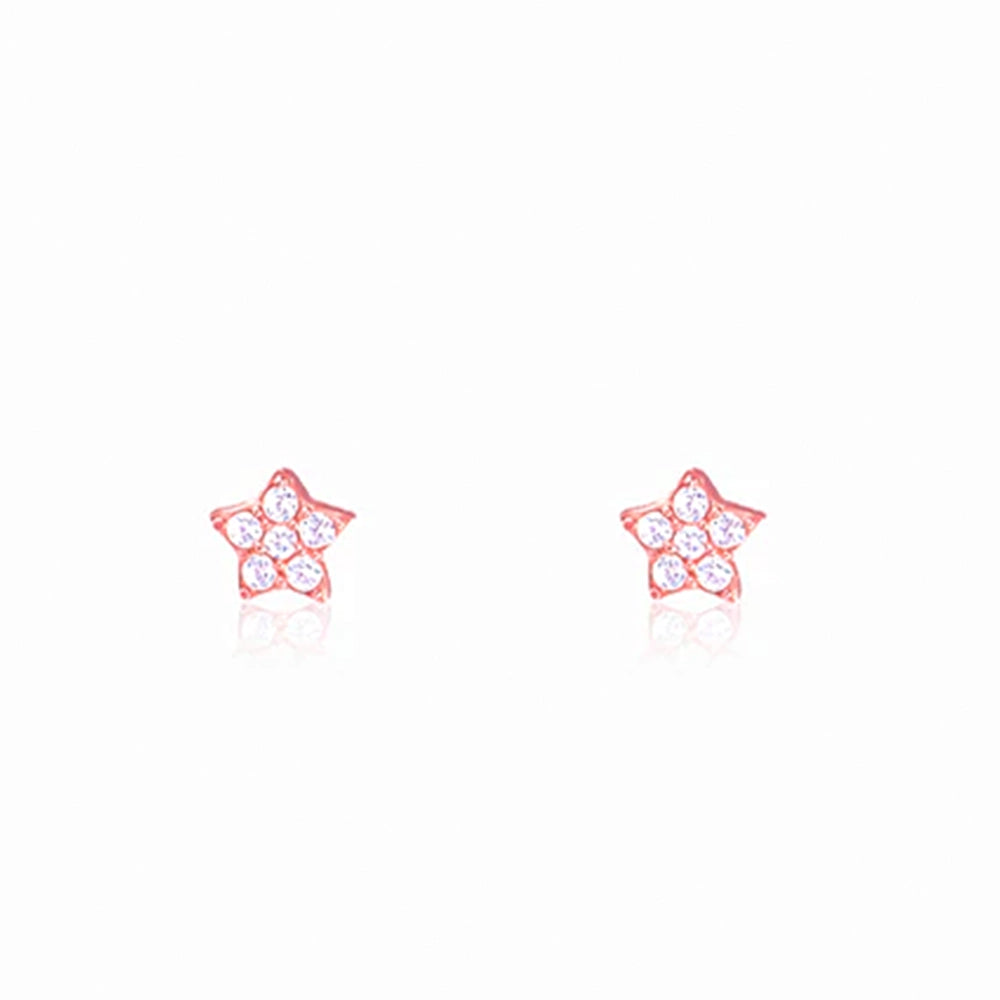 Sterling Silver Rose Gold Star Earrings