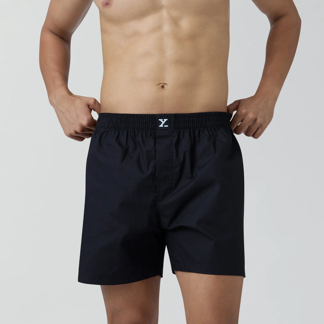 Cotton Men's Boxer Shorts Black Knight and Midnight Blue (Pack of 2)
