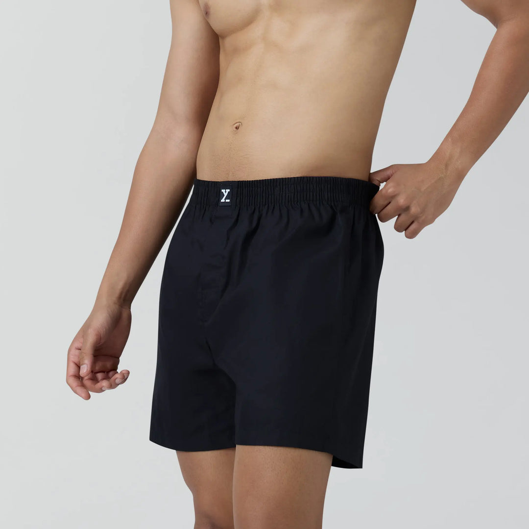 Cotton Men's Boxer Shorts Black Knight and Midnight Blue (Pack of 2)