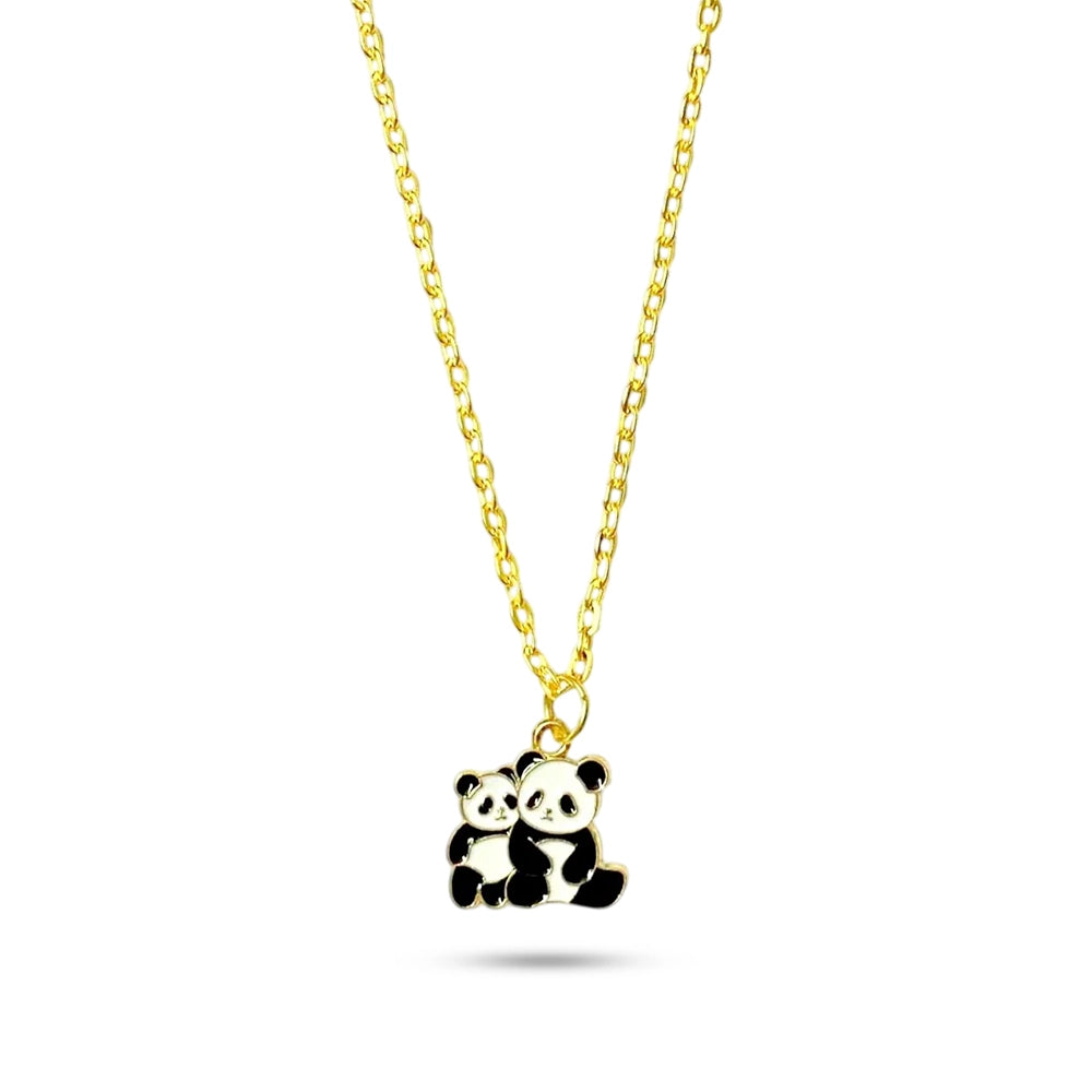 Couple Panda Golden Charm Necklace