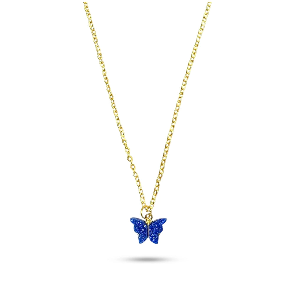 Dark Blue Butterfly Glitter Charm Pendant