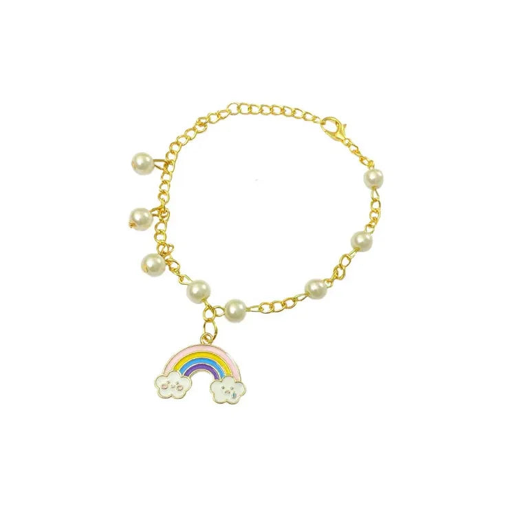Rainbow Imitation Pearl Charm Bracelet