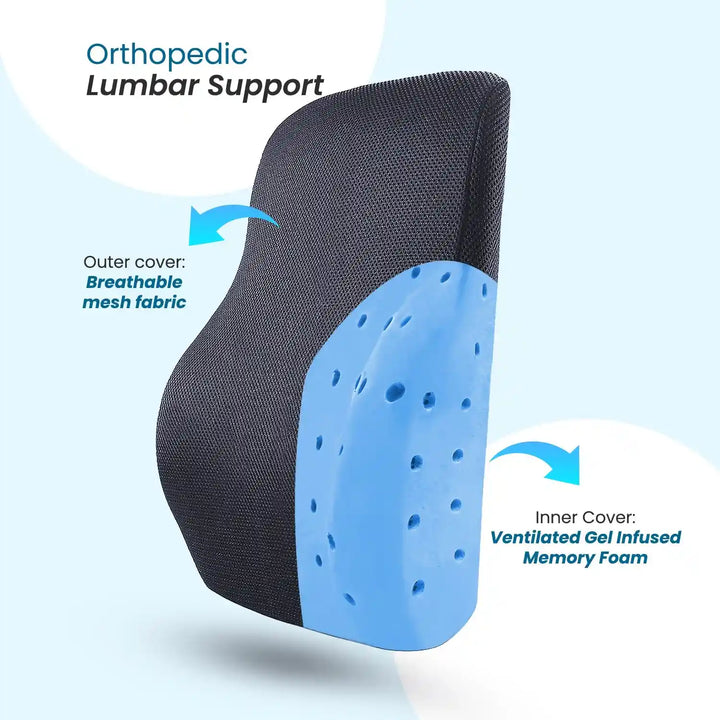 Orthopedic Memory Foam Lumbar Ventilated Support Backrest Cushion