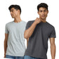 Cotton Men T-shirts Frost Grey and Anchor Grey (Pack of 2)