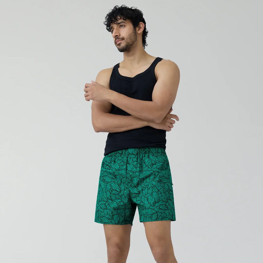 Cotton Men's Boxer Shorts Plate Orange and Nutty Green (Pack of 2)