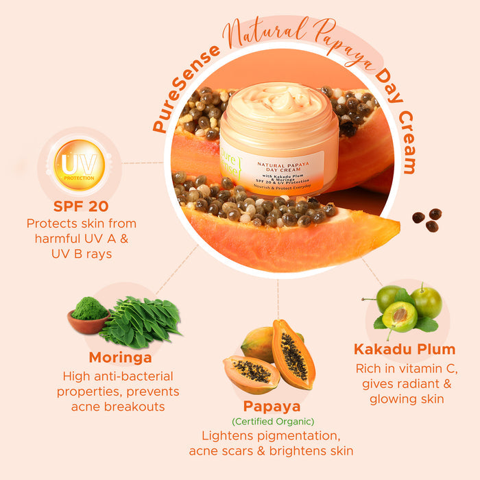 Natural Papaya Day Cream with Kakadu Plum and Moringa - SPF20 and UV Protection