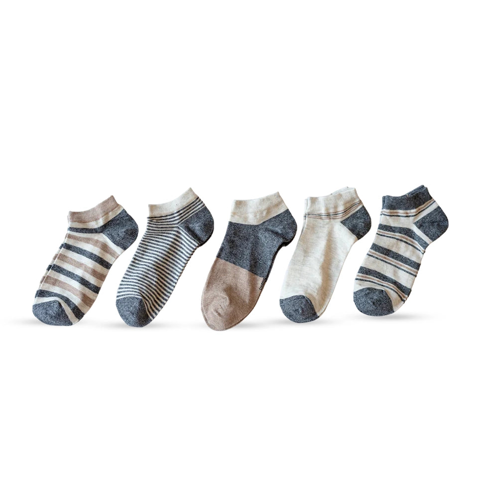 No Show Mixed Pattern Socks for Men (Combo of 5)