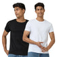 Cotton Men T-shirts Pitch Black and Polar White (Pack of 2)