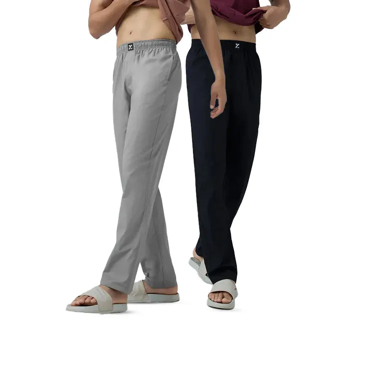 Cotton Men Pyjamas Black Knight and Ash Grey (Pack of 2)