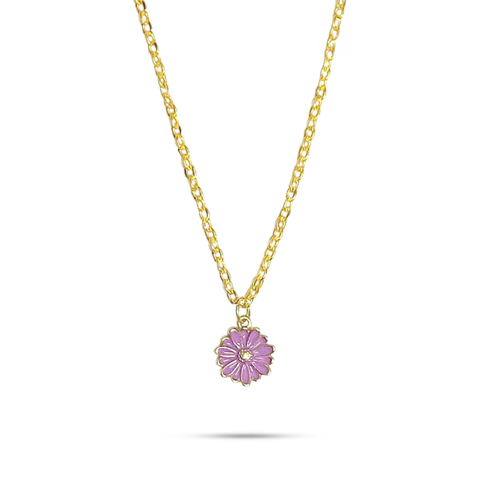 Purple Floral Pendant Charm Necklace