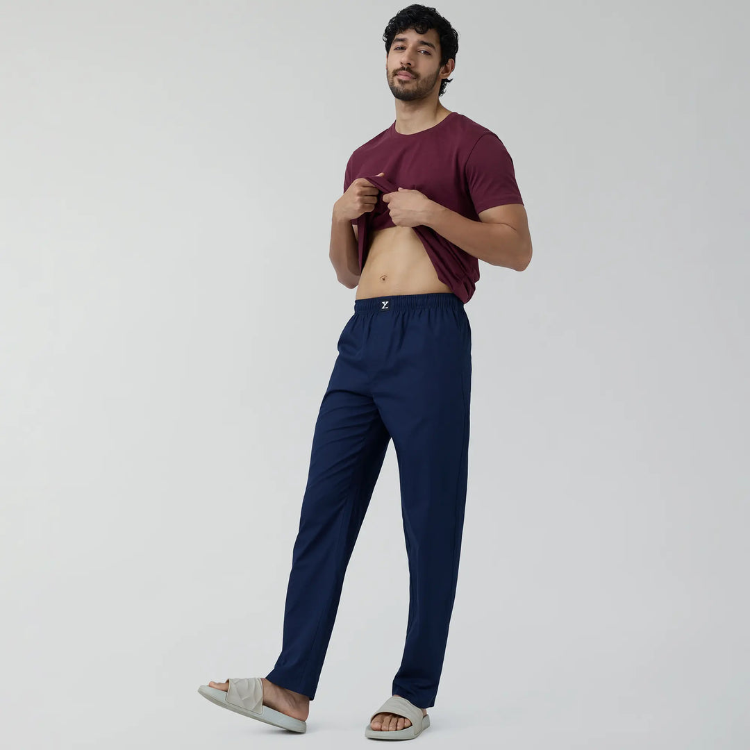 Cotton Men Pyjamas Midnight Blue and Tan Brown (Pack of 2)