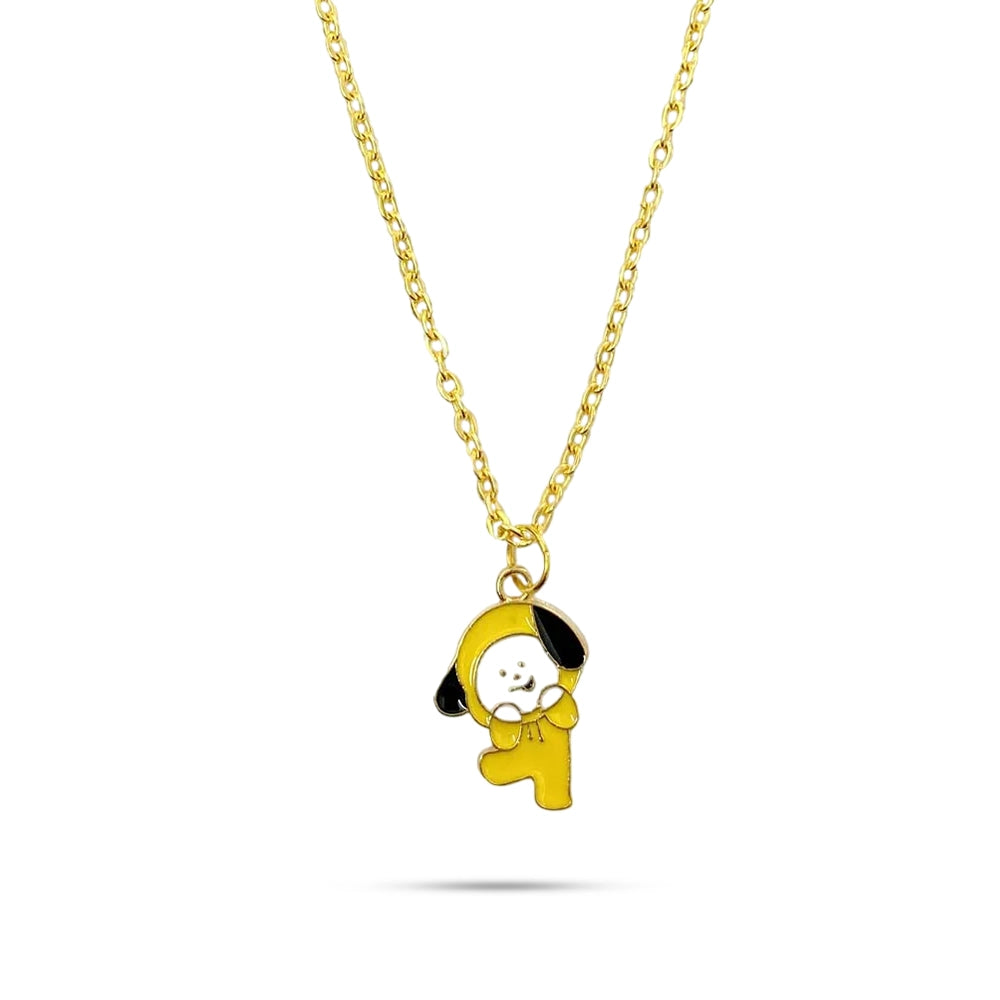 Yellow Puppy Charm Chain Necklace