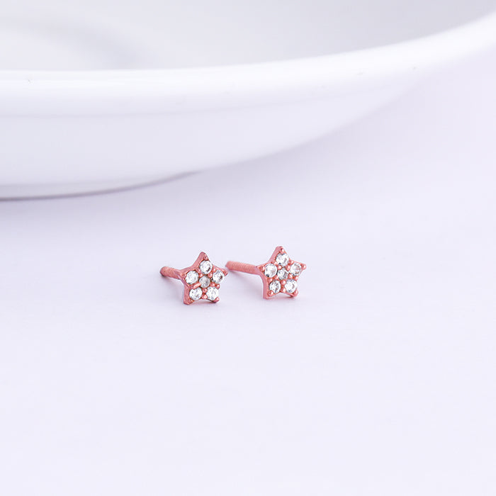 Sterling Silver Rose Gold Star Earrings