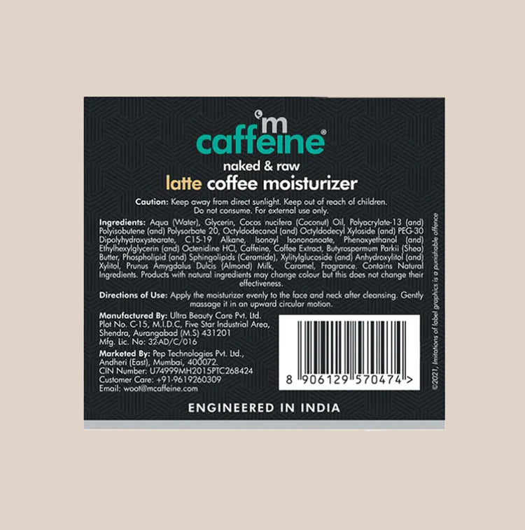 Latte Coffee Face Moisturizer with Shea Butter, Ceramide, Almond Milk - 50ml