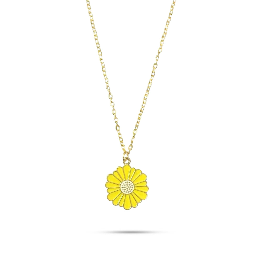 Yellow Daisy Pendant Charm Necklace