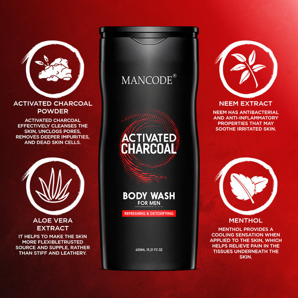 Activated Charcoal Body Wash for Men - 450ml