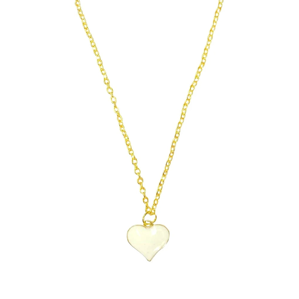 White Heart Chain Charm Pendant