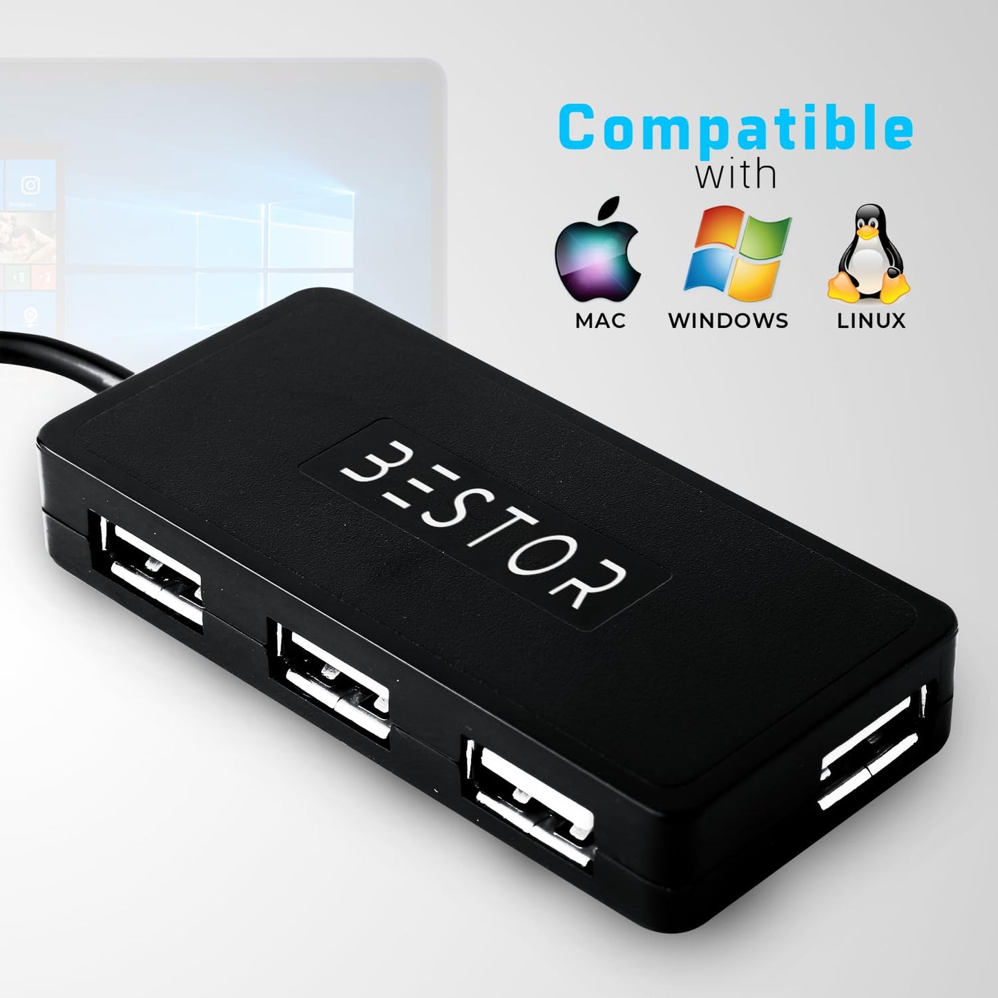 Multiport 4-in-1 USB Hub (Black)