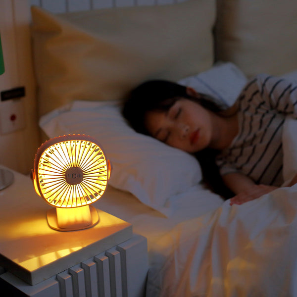 Rechargeable Clip Desk Fan with LED Lights