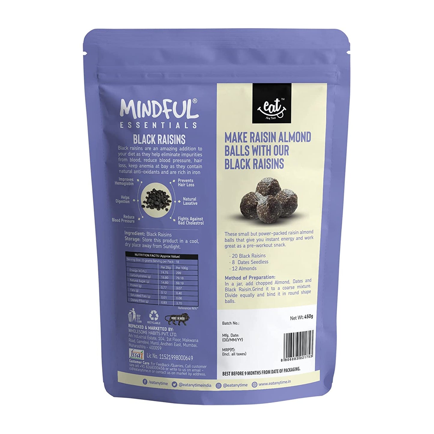 Premium Black Raisins - 450g