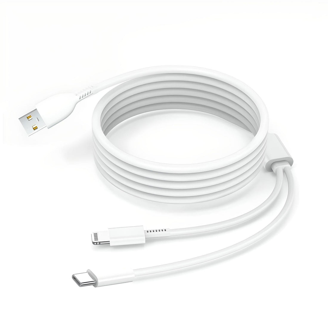 2 in 1 Charging Cable with Type C and Lightning (iPhone) Compatibility