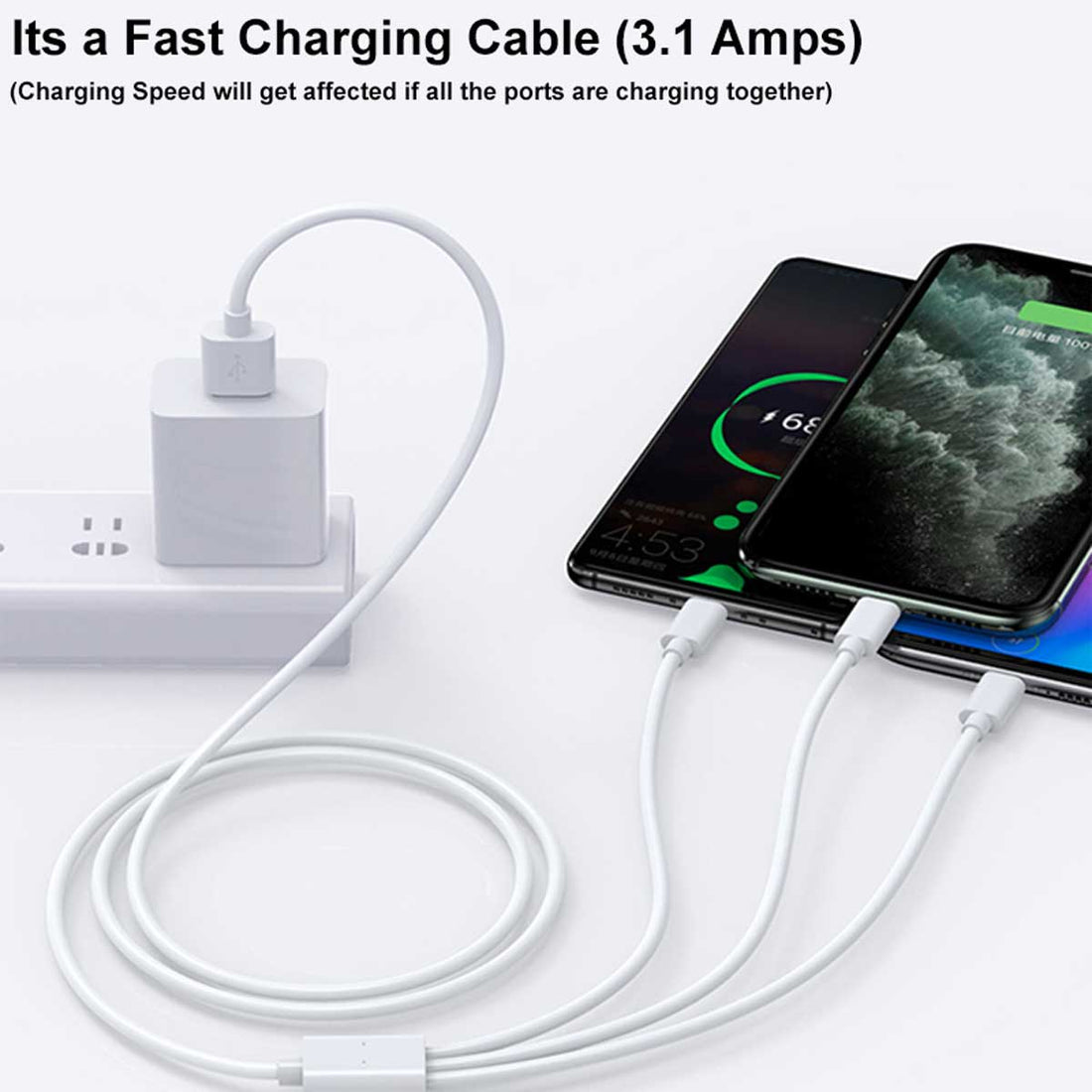 3 in 1 Charging Cable with Micro, Type C and Iphone Connectors