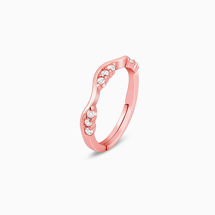 Zircon Rose Gold Plated Wave Ring