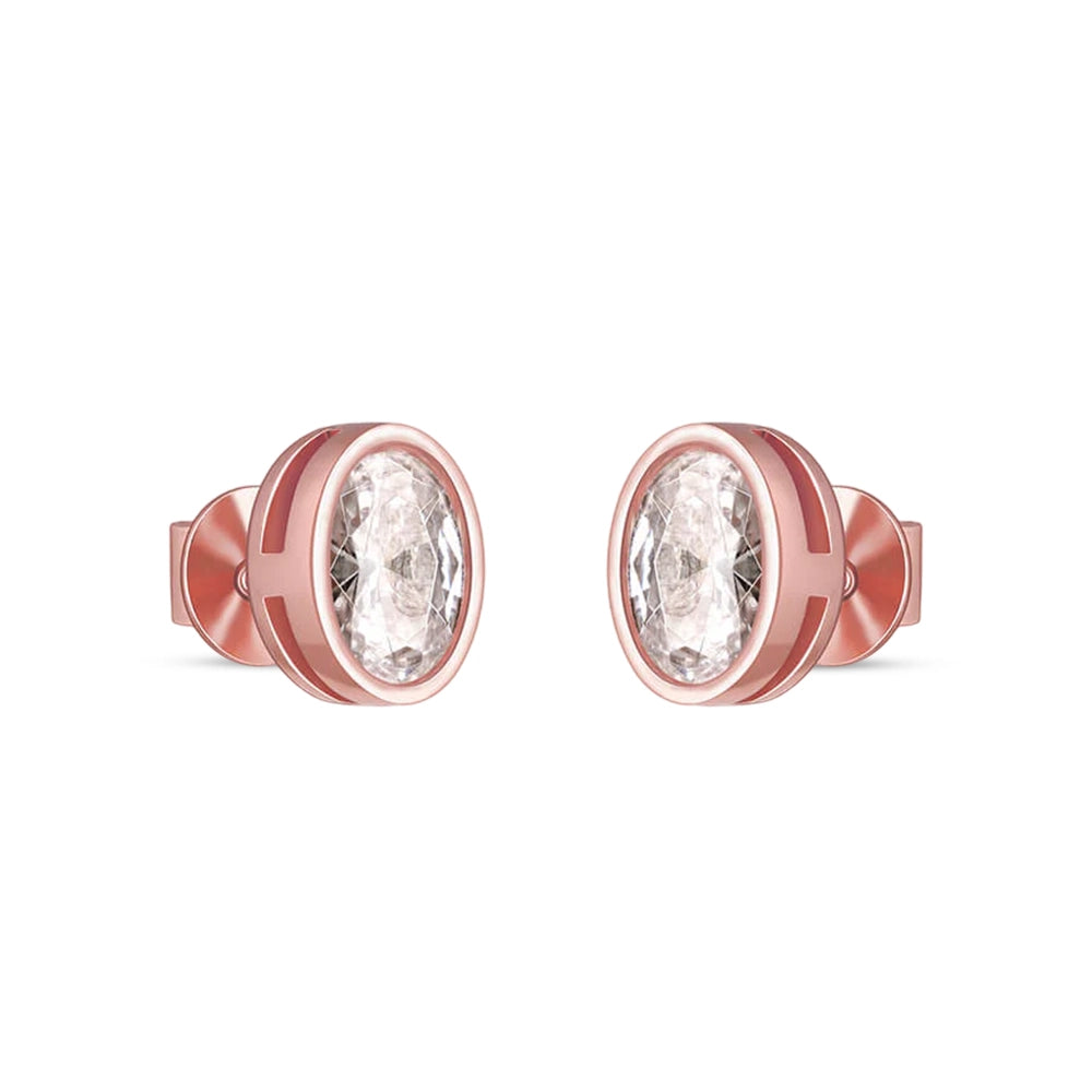 Rose Gold Elliptic Stud Earrings